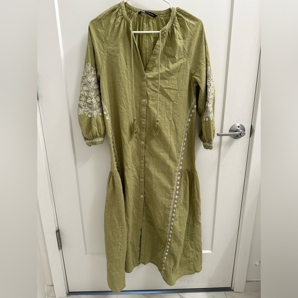 Zara sage green maxi dress